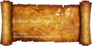 Luksa György névjegykártya